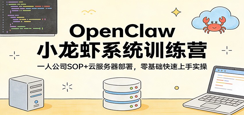 OpenClaw小龙虾系统训练营:一人公司SOP,云服务器部署,零基础快速上手实操-大表哥网创