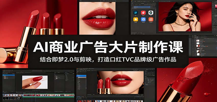 AI商业广告大片制作课:结合即梦2.0与剪映,打造口红TVC品牌级广告作品-大表哥网创