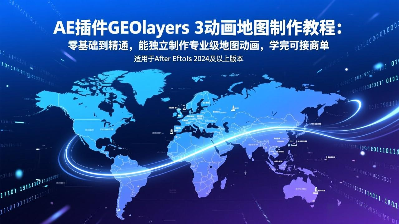 AE插件GEOlayers 3动画地图制作教程：零基础到精通，能独立制作专业级地图动画，学完可接商单-大表哥网创