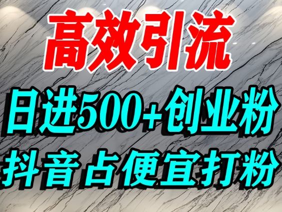 怎么打创业粉？抖音利用占便宜心理引流创业粉，单人日引500+精准流量-大表哥网创