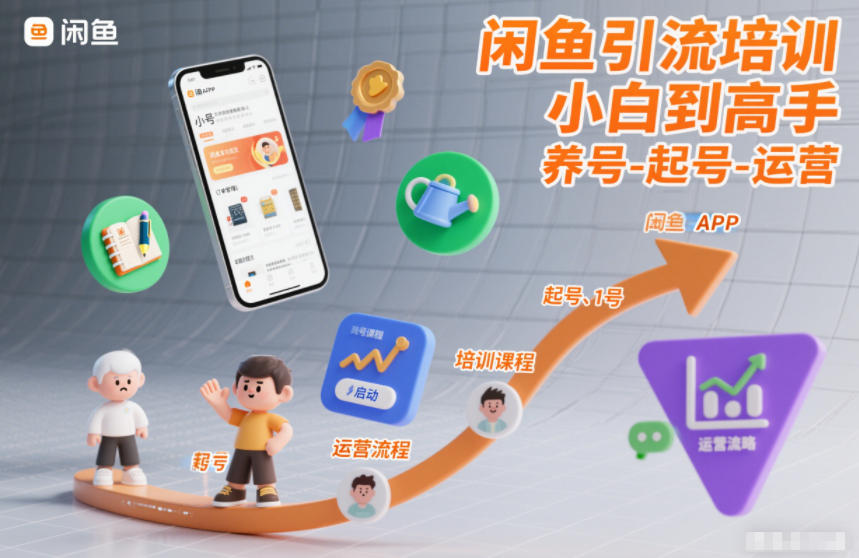 闲鱼引流培训，小白到高手，养号-起号-运营-大表哥网创