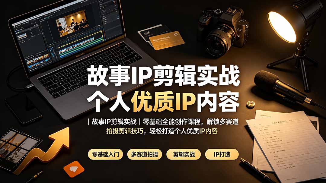 故事IP剪辑实战｜零基础全能创作课程，解锁多赛道拍摄剪辑技巧，轻松打造个人优质IP内容-大表哥网创