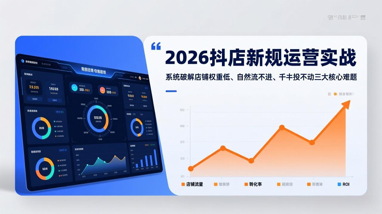 2026抖店新规运营实战:系统破解店铺权重低、自然流不进、千川投不动三大核心难题-大表哥网创