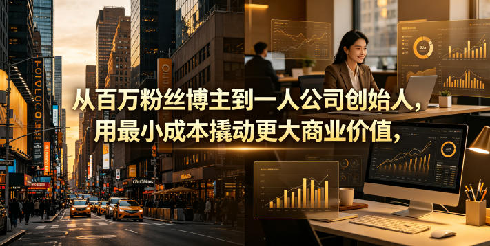 从百万粉丝博主到一人公司创始人,用最小成本撬动更大商业价值-大表哥网创
