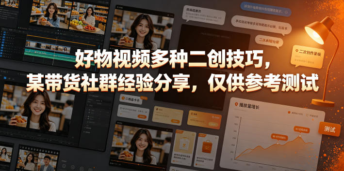 好物视频多种二创技巧，某带货社群经验分享，仅供参考测试-大表哥网创