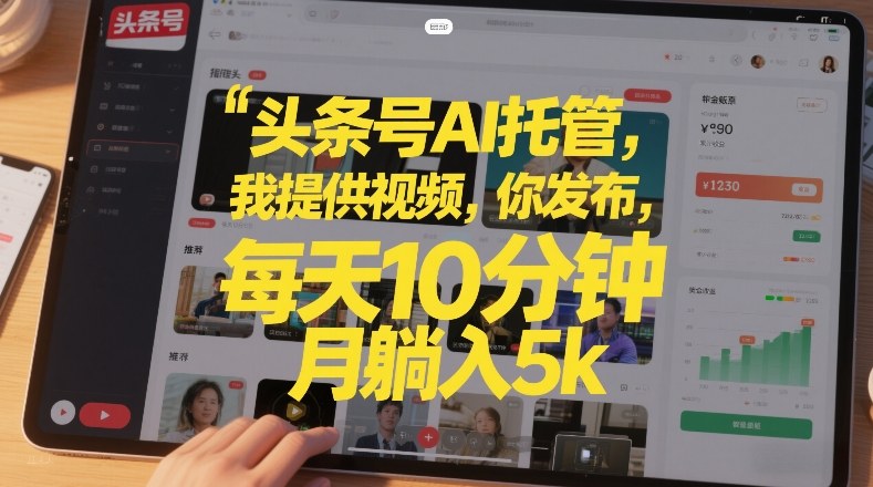 头条号AI托管，我提供视频，你发布，每天10分钟，月躺入5k+【揭秘】-大表哥网创