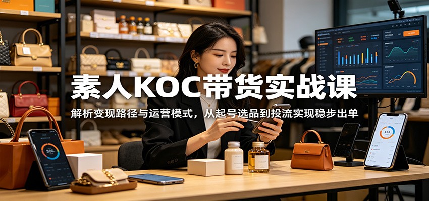 素人KOC带货实战课：解析变现路径与运营模式，从起号选品到投流实现稳步出单-大表哥网创