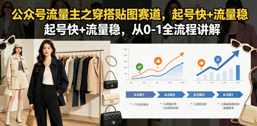 公众号流量主之穿搭贴图赛道，起号快+流量稳，从0-1全流程讲解-大表哥网创