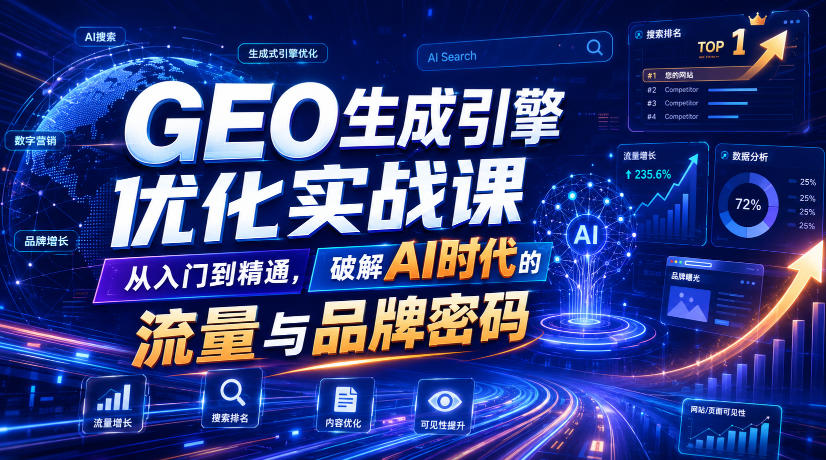 GEO生成引擎优化实战课，从入门到精通，破解AI时代的流量与品牌密码-大表哥网创