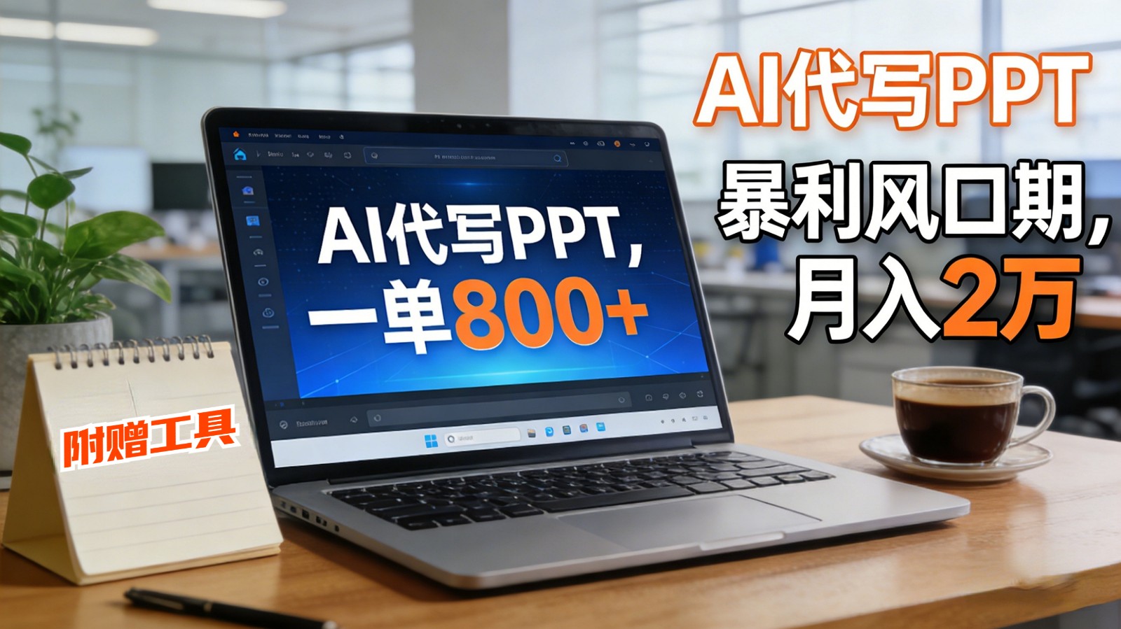 AI 代写做 PPT！一单狂赚 800+，风口期月入 2 万(工具 + 提示词直接送)-大表哥网创
