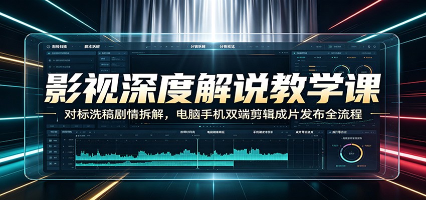 影视深度解说教学课:对标洗稿剧情拆解,电脑手机双端剪辑成片发布全流程-大表哥网创