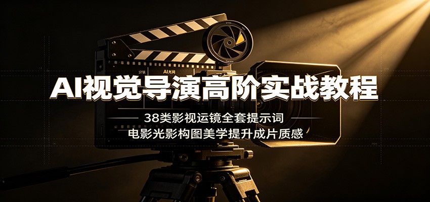 AI视觉导演高阶实战教程：38类影视运镜全套提示词，电影光影构图美学提升成片质感-大表哥网创