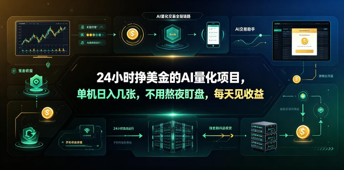 24小时挣美金的AI量化项目,单机日入几十美刀,不用熬夜盯盘,每天见收益【揭秘】-大表哥网创