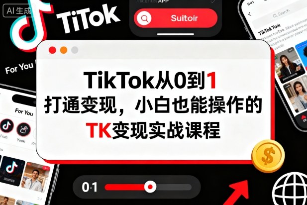TikTok从0到1打通变现，小白也能操作的TK变现实战课程-大表哥网创