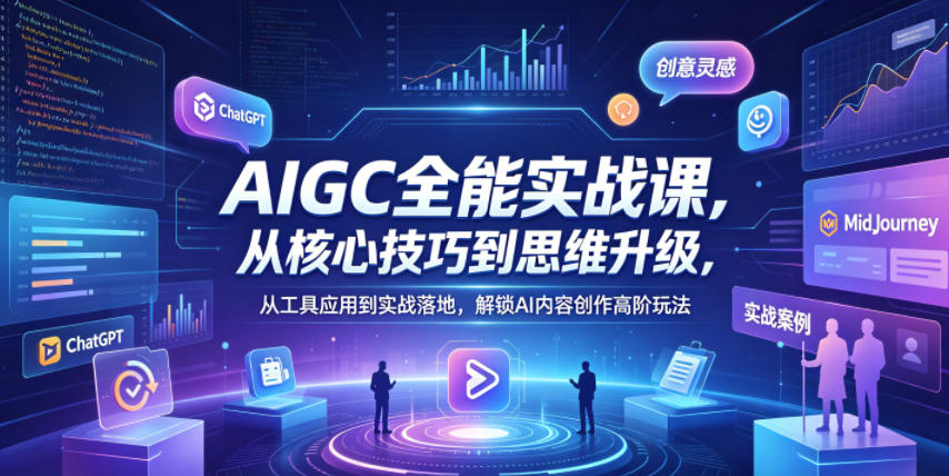 AIGC全能实战课，从核心技巧到思维升级，从工具应用到实战落地，解锁AI内容创作高阶玩法-大表哥网创