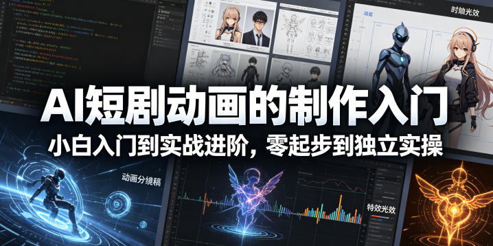 AI短剧动画的制作入门,小白入门到实战进阶,零起步到独立实操-大表哥网创