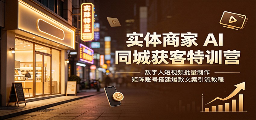 实体商家AI同城获客特训营：数字人短视频批量制作，矩阵账号搭建爆款文案引流教程-大表哥网创