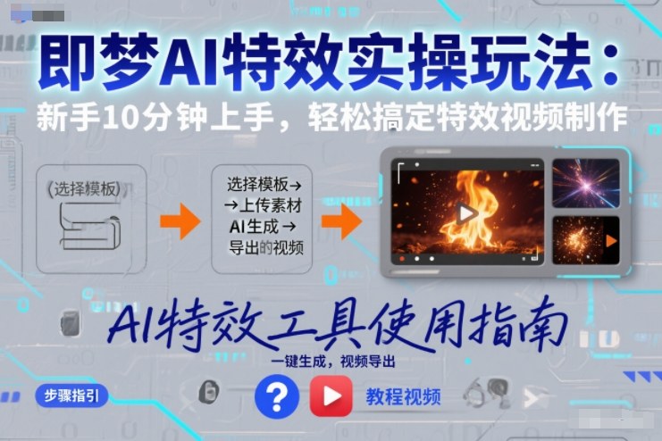 即梦AI特效实操玩法：新手10分钟上手，轻松搞定特效视频制作-大表哥网创