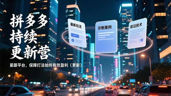 拼多多持续更新营，最新玩法、诊断案例、前沿技术，紧跟平台，保障打法始终有效盈利(更新-大表哥网创