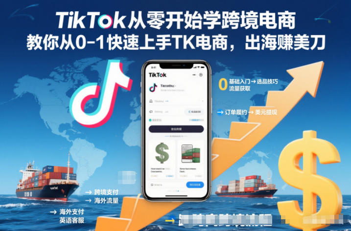 TikTok从零开始学跨境电商，教你从0-1快速上手TK电商，出海賺美刀-大表哥网创