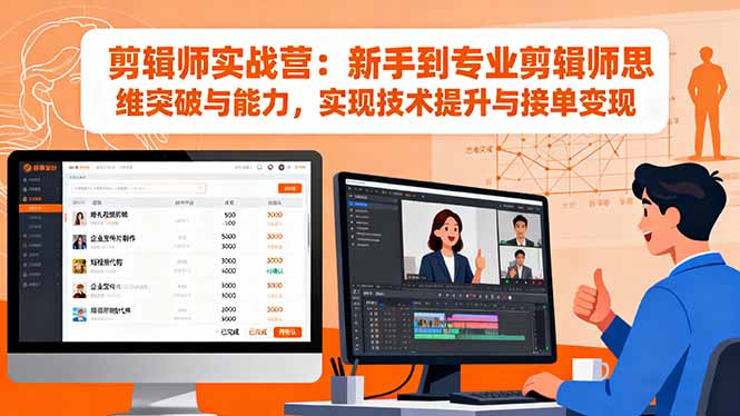 剪辑师实战营：新手到专业剪辑师思维突破与能力，实现技术提升与接单变现-大表哥网创