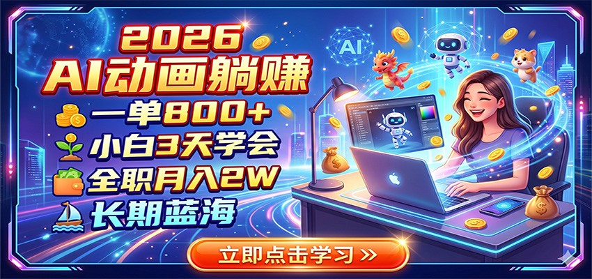 2026 AI动画躺赚：一单800+，小白3天学会，全职月入2W，长期蓝海-大表哥网创
