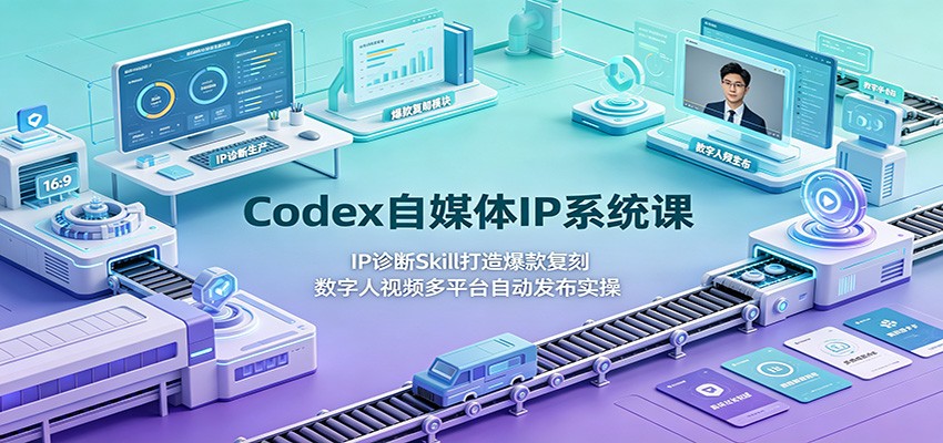 Codex自媒体IP系统课：IP诊断Skill打造爆款复刻，数字人视频多平台自动发布实操-大表哥网创