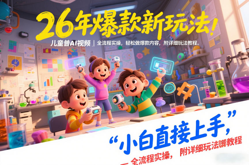 26年爆款新玩法,儿童科普AI视频,全流程实操,轻松做爆款内容,小白直接上手,附详细玩法教程-大表哥网创