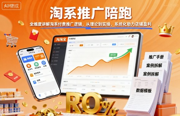 淘系推广陪跑，全维度讲解淘系付费推广逻辑，从理论到实操，系统化助力店铺盈利-大表哥网创