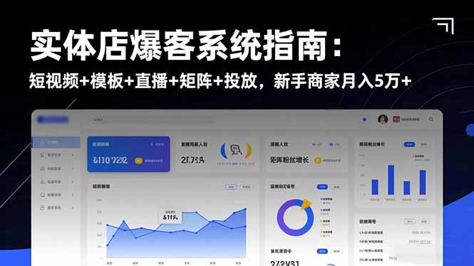 实体店爆客系统指南：短视频+模板+直播+矩阵+投放，新手商家月入5万+-大表哥网创