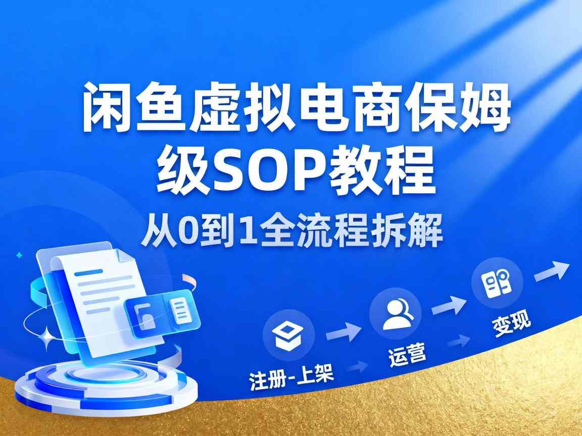 闲鱼虚拟电商，月入轻松过1W，保姆级SOP教程-大表哥网创