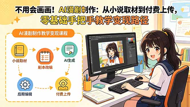 不用会画画！AI漫剧制作：从小说取材到付费上传，零基础手把手教学变现路径-大表哥网创