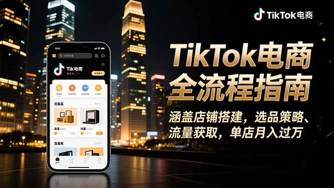 TikTok电商全流程指南，涵盖店铺搭建、选品策略、流量获取，单店月入过万-大表哥网创