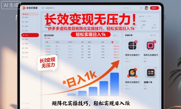长效变现无压力！拼多多虚拟类目矩阵化实操技巧，轻松实现日入1k【揭秘】-大表哥网创
