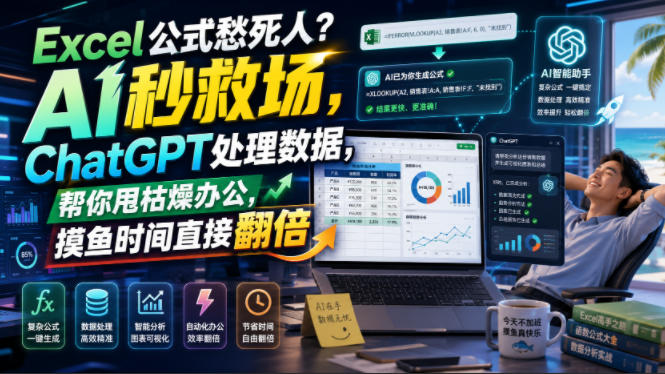 Excel公式愁死人?AI秒救场,ChatGPT处理数据,帮你甩枯燥办公,摸鱼时间直接翻倍【原创双语字幕】-大表哥网创