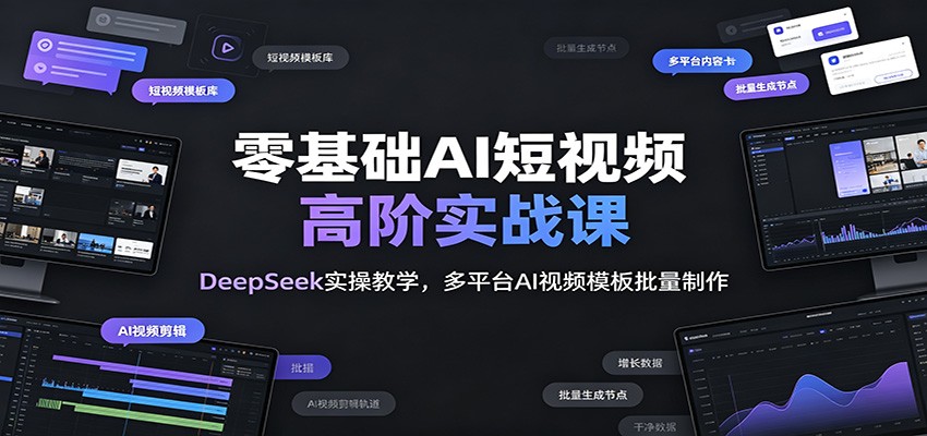 零基础AI短视频高阶实战课：DeepSeek实操教学，多平台AI视频模板批量制作-大表哥网创