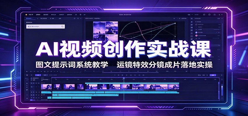 AI视频创作实战课：图文提示词系统教学，运镜特效分镜成片落地实操-大表哥网创