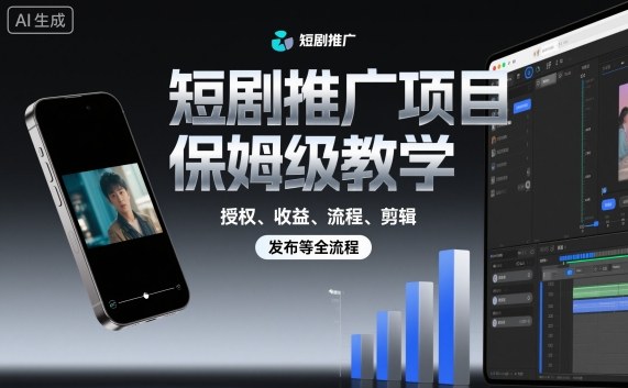 短剧推广项目保姆级教学，授权、收益、流程、剪辑，发布等全流程-大表哥网创