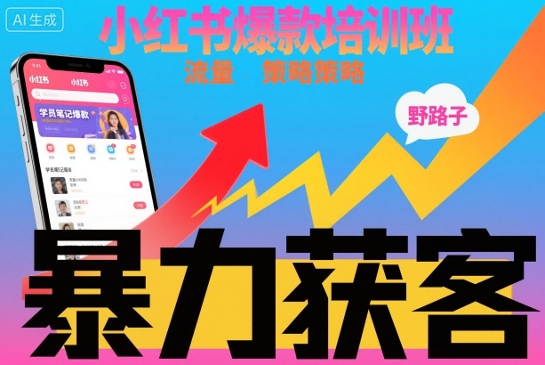 小红书爆款培训班，小红书获客野路子流量打法，暴力持续获客-大表哥网创