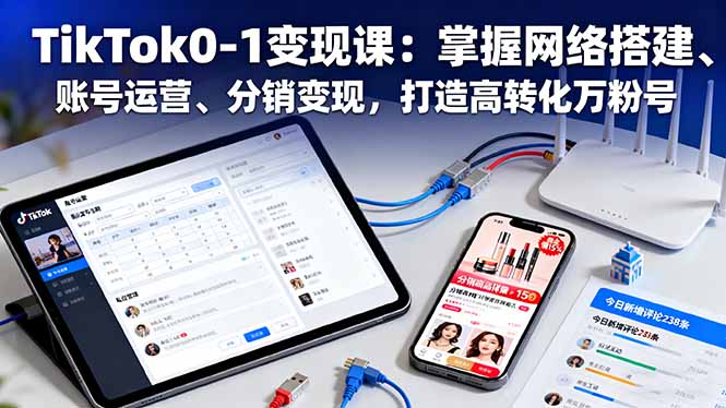 TikTok0-1变现课：掌握网络搭建、账号运营、分销变现，打造高转化万粉号-大表哥网创