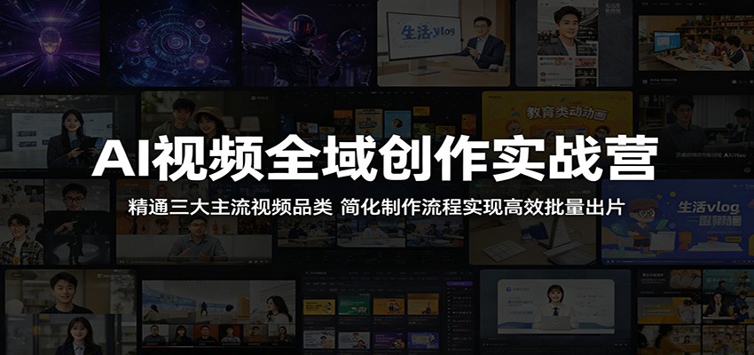 AI视频全域创作实战营：精通三大主流视频品类，简化制作流程实现高效批量出片-大表哥网创