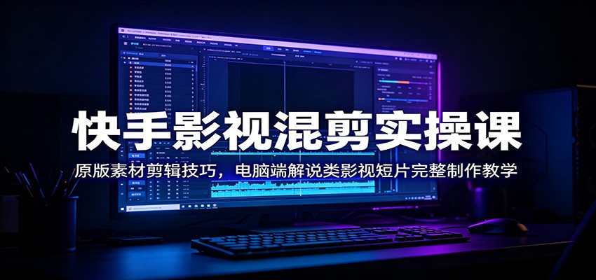 快手影视混剪实操课：原版素材剪辑技巧，电脑端解说类影视短片完整制作教学-大表哥网创