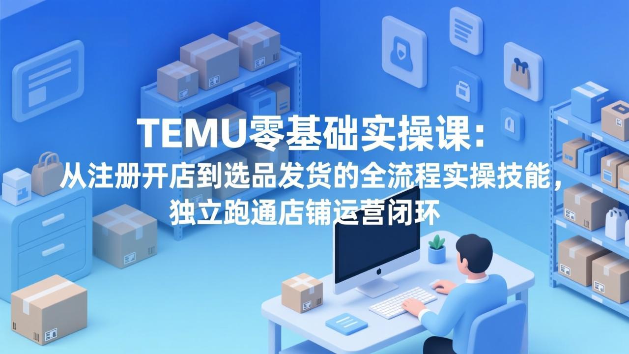 TEMU零基础实操课：从注册开店到选品发货的全流程实操技能，独立跑通店铺运营闭环-大表哥网创