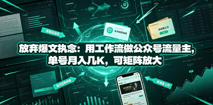 放弃爆文执念：用工作流做公众号流量主，单号月入几K，可矩阵放大-大表哥网创