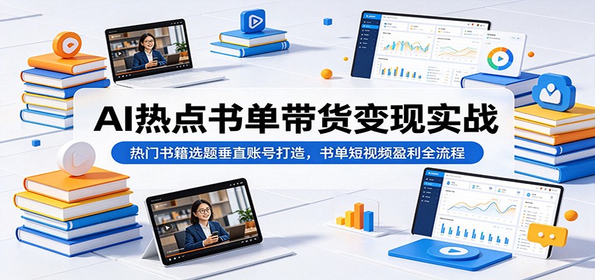 AI热点书单带货变现实战：热门书籍选题垂直账号打造，书单短视频盈利全流程-大表哥网创