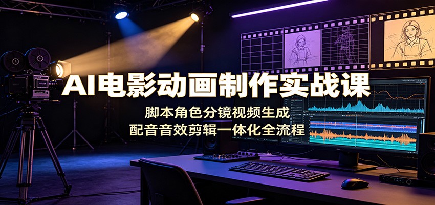 AI电影动画制作实战课：脚本角色分镜视频生成，配音音效剪辑一体化全流程-大表哥网创