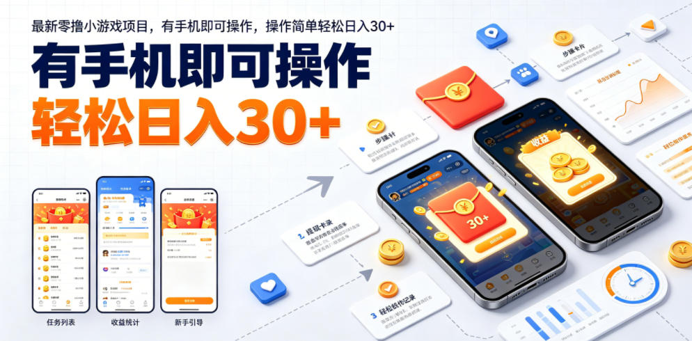 最新零撸小游戏项目，有手机即可操作，操作简单轻松日入30+-大表哥网创