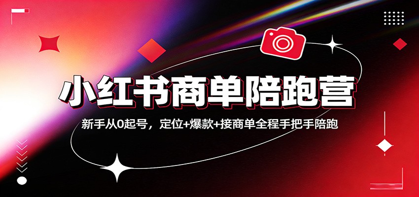 小红书商单陪跑营：新手从0起号，定位+爆款+接商单全程手把手陪跑-大表哥网创