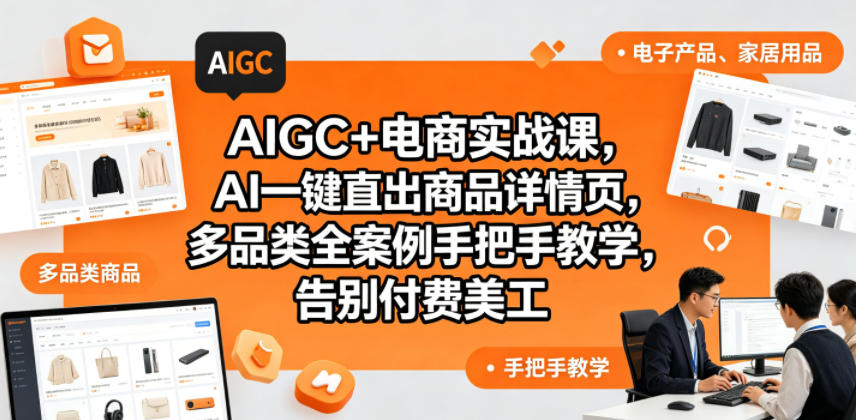 AIGC+电商实战课，AI一键直出商品详情页，多品类全案例手把手教学，告别付费美工(更新)-大表哥网创