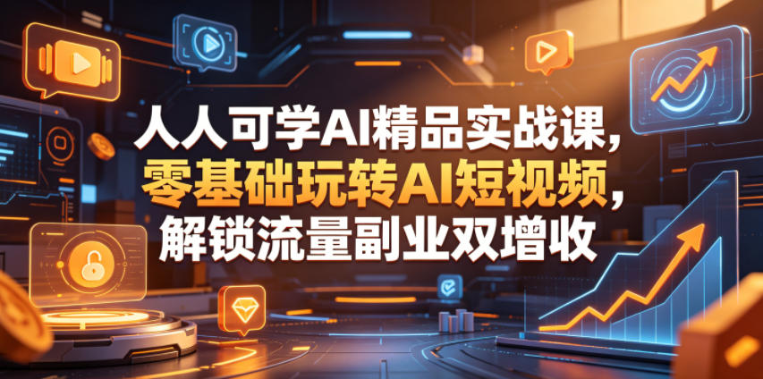 人人可学AI精品实战课,零基础玩转AI短视频,解锁流量副业双增收-大表哥网创